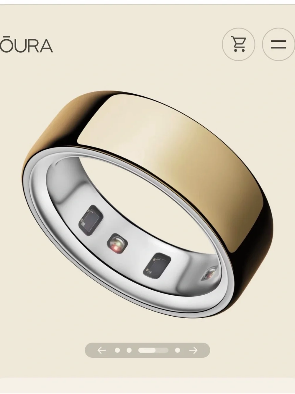 Oura Ring 4 Gold Exterior with White Inner Band